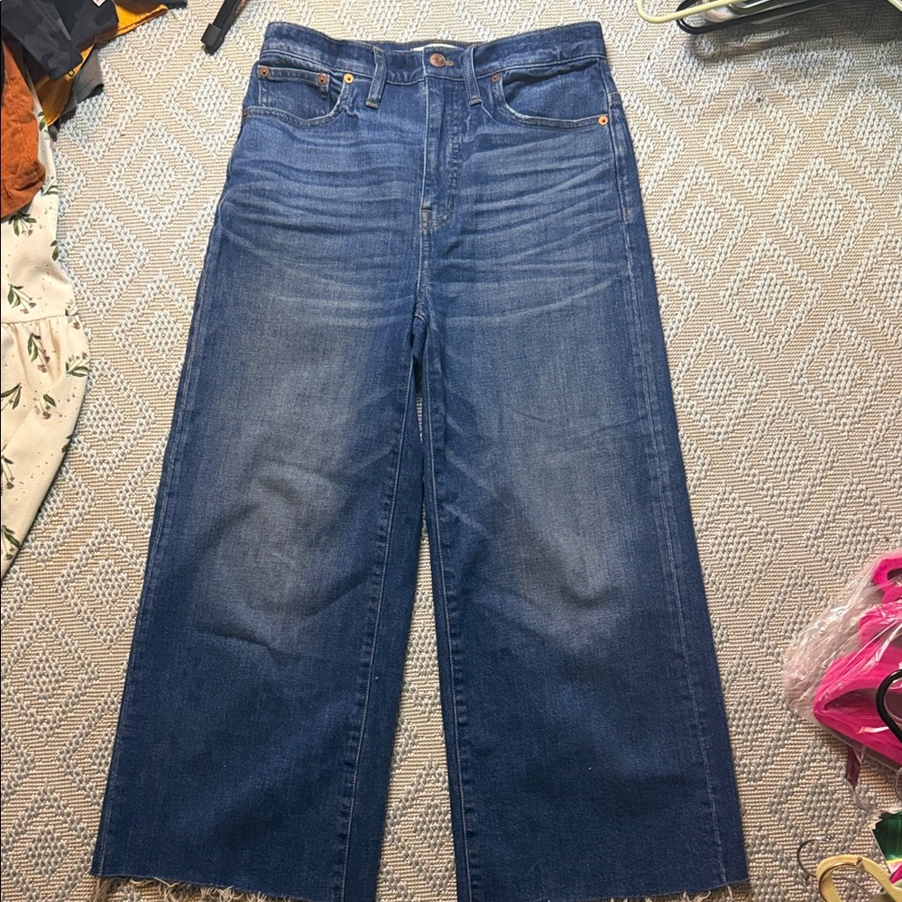 Madewell Wide-Leg  Cropped Blue Jeans